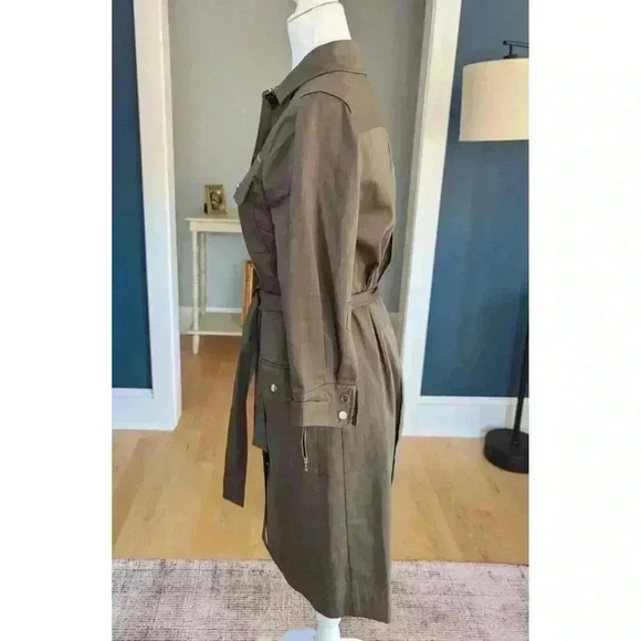 Etcetera Size 4 Bonvoyage Military Style Olive Green Snap Front Dress - Picture 3 of 11